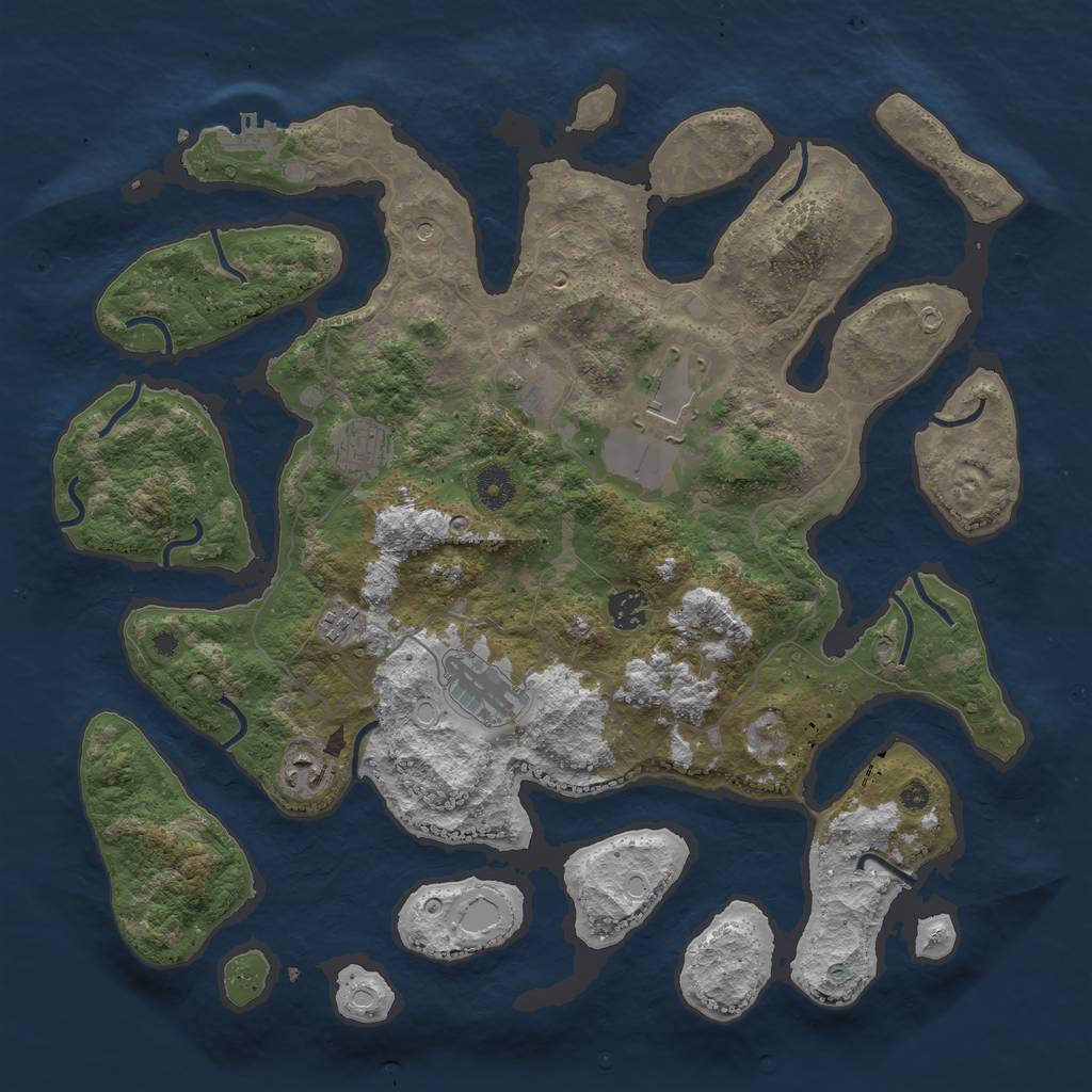 Rust Map: Procedural Map, Size: 4000, Seed: 292182647, 14 Monuments