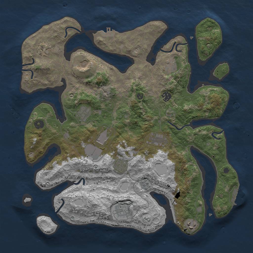 Rust Map: Procedural Map, Size: 3950, Seed: 1461808210, 19 Monuments