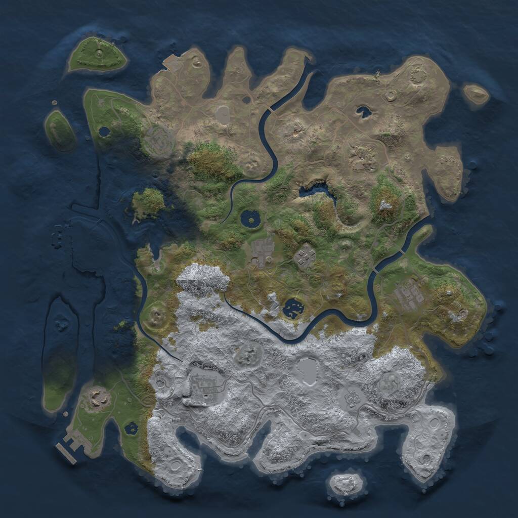 Rust Map: Procedural Map, Size: 4000, Seed: 1784874, 14 Monuments