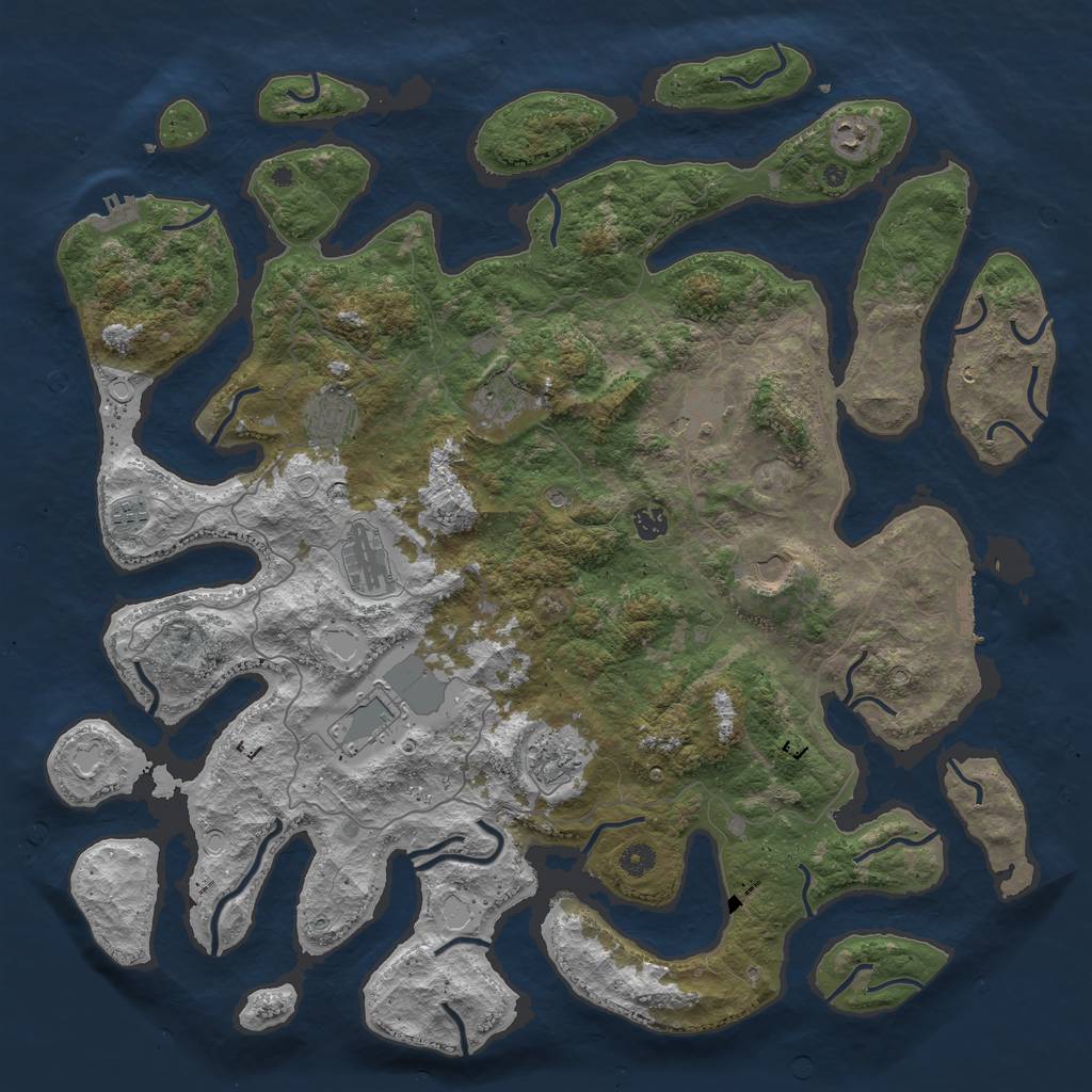 Rust Map: Procedural Map, Size: 4800, Seed: 102128333, 18 Monuments