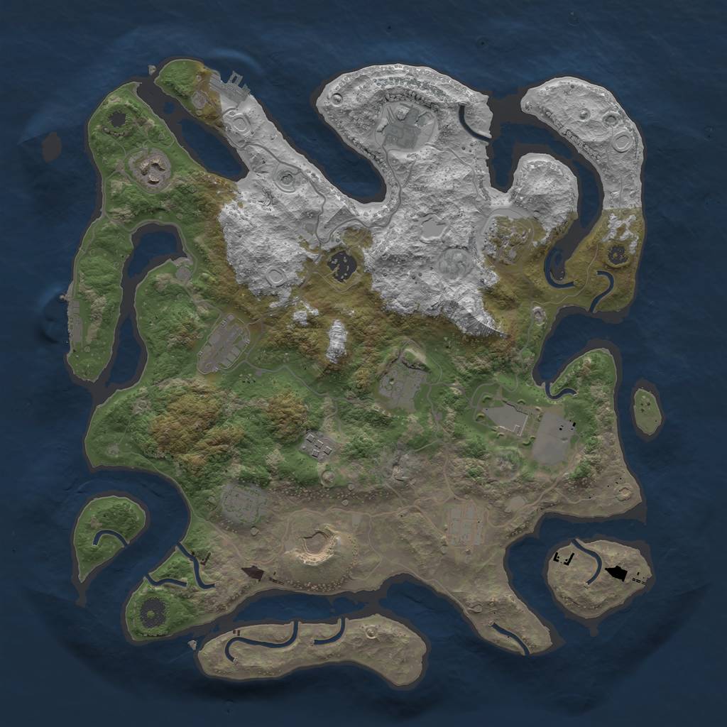 Rust Map: Procedural Map, Size: 3850, Seed: 1418157280, 19 Monuments