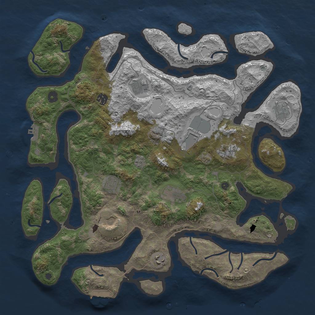 Rust Map: Procedural Map, Size: 4250, Seed: 672716, 18 Monuments
