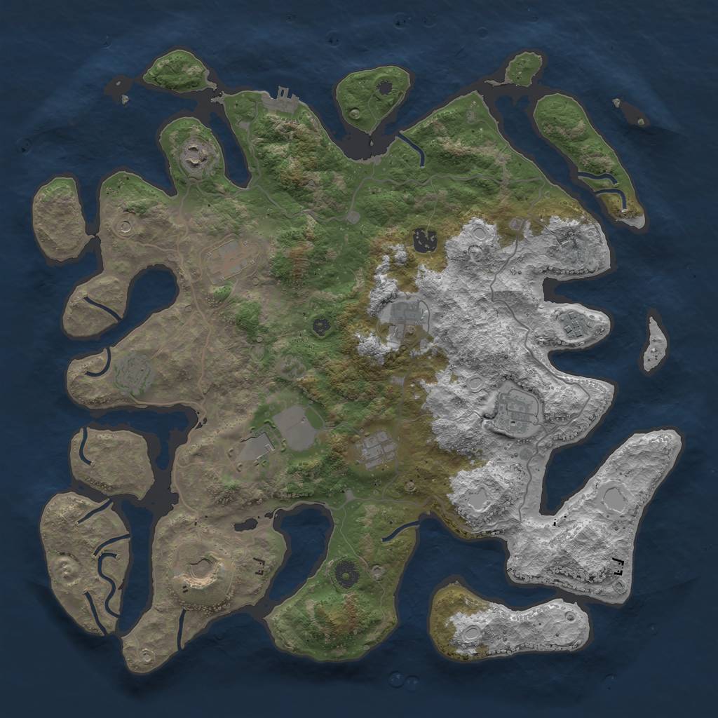 Rust Map: Procedural Map, Size: 4250, Seed: 749334, 17 Monuments
