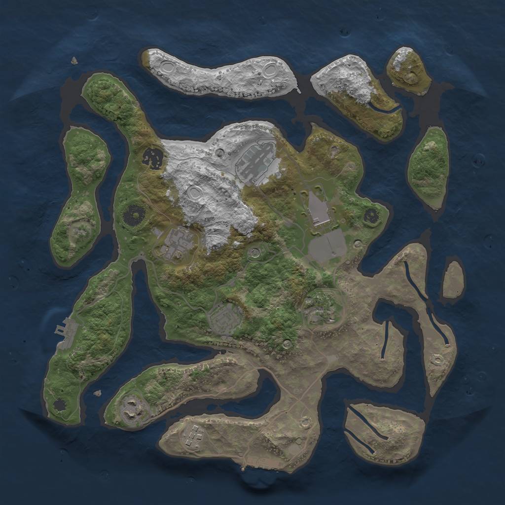 Rust Map: Procedural Map, Size: 3500, Seed: 647927165, 16 Monuments
