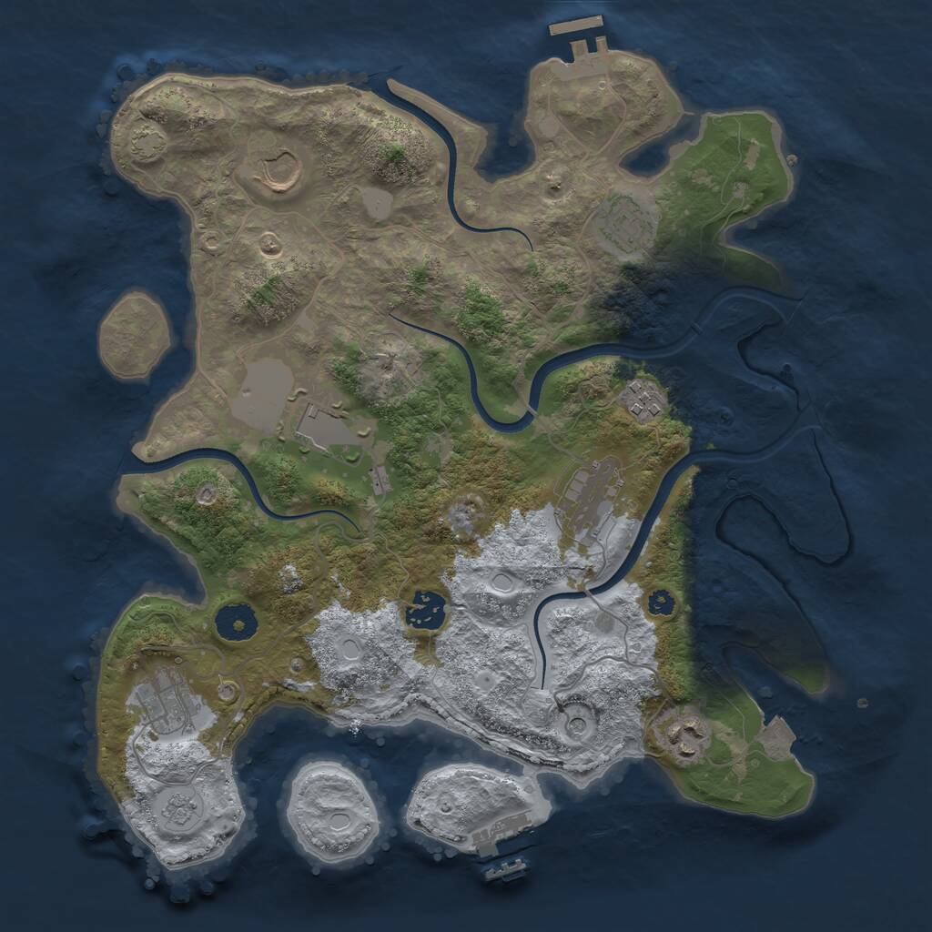 Rust Map: Procedural Map, Size: 3500, Seed: 2057680796, 14 Monuments