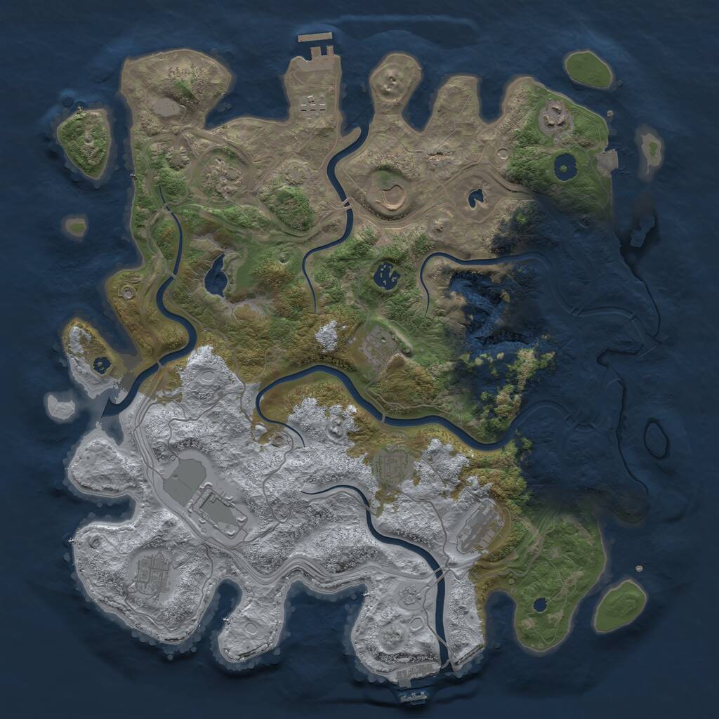 Rust Map: Procedural Map, Size: 4250, Seed: 908244, 16 Monuments