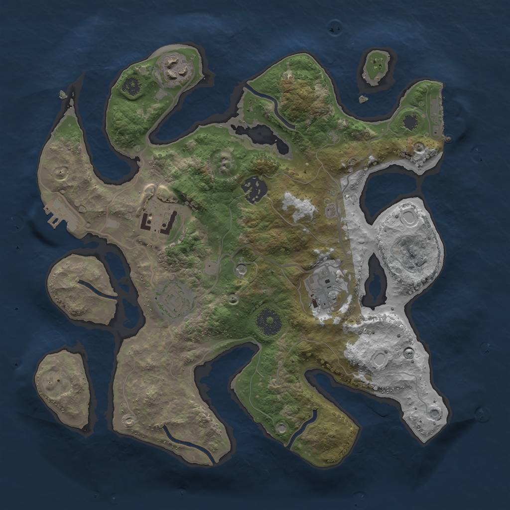 Rust Map: Procedural Map, Size: 3000, Seed: 338272539, 13 Monuments