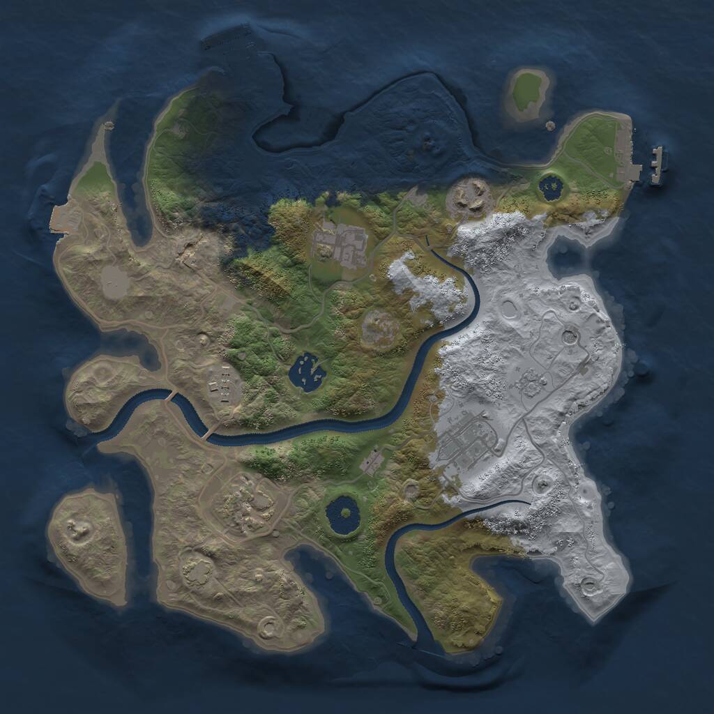 Rust Map: Procedural Map, Size: 3000, Seed: 338272539, 12 Monuments
