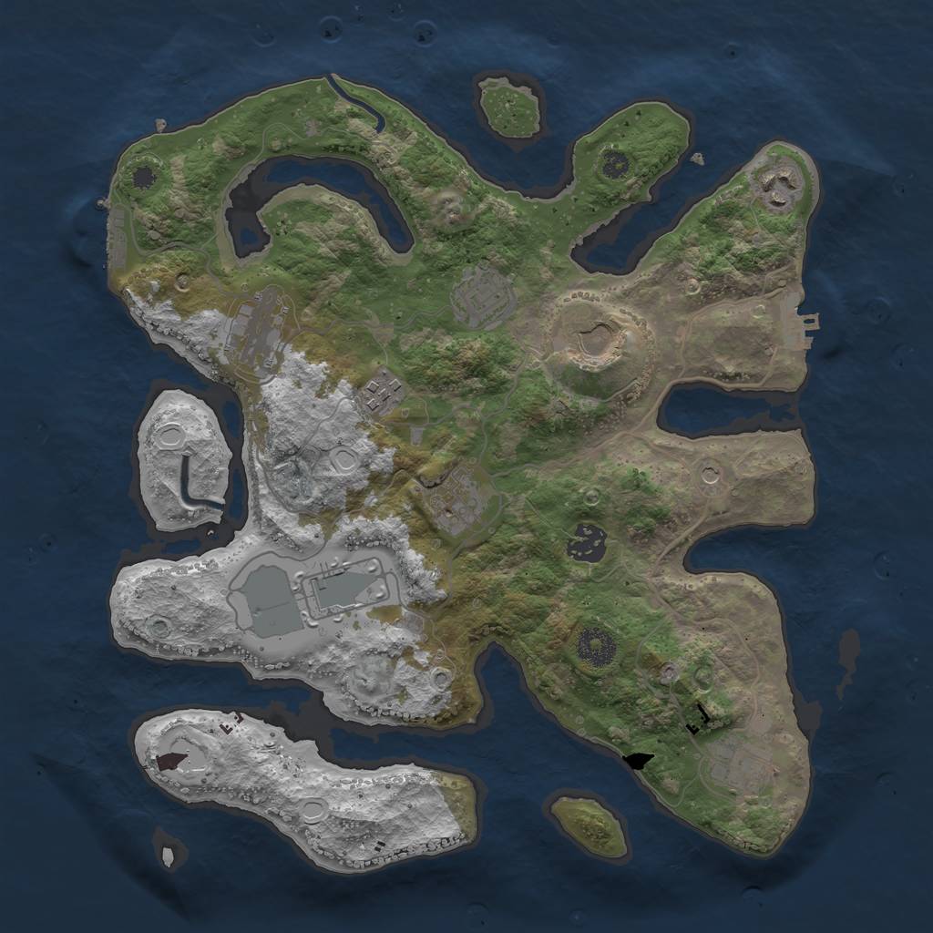 Rust Map: Procedural Map, Size: 3500, Seed: 364433431, 17 Monuments