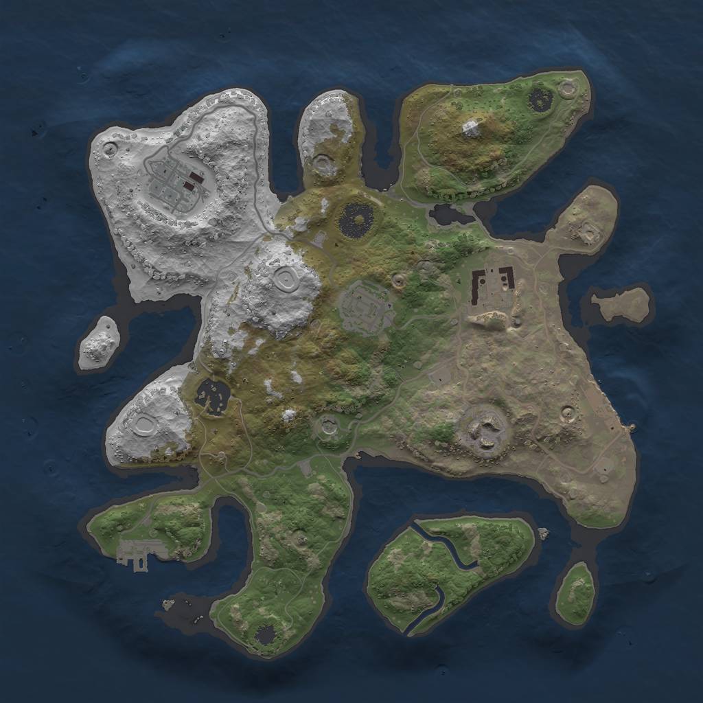 Rust Map: Procedural Map, Size: 3000, Seed: 2008772030, 13 Monuments