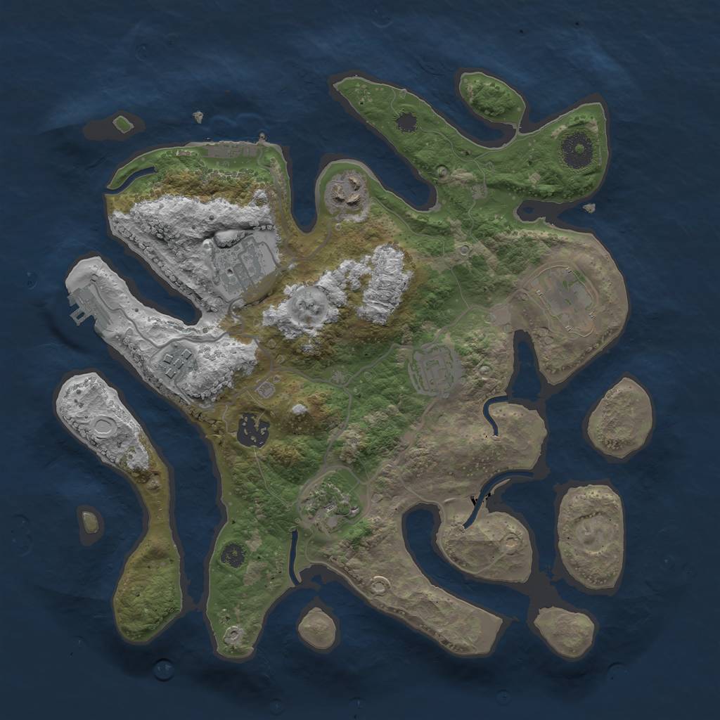 Rust Map: Procedural Map, Size: 3200, Seed: 1845221827, 14 Monuments