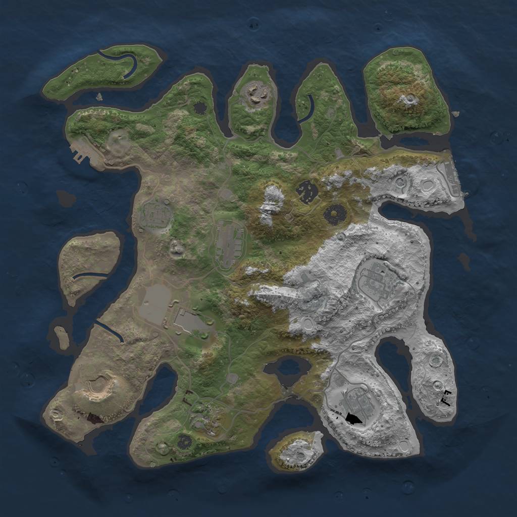 Rust Map: Procedural Map, Size: 3600, Seed: 556, 17 Monuments