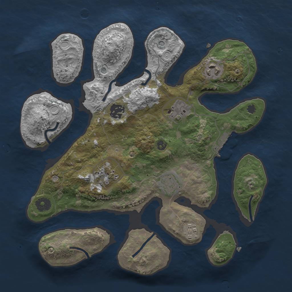Rust Map: Procedural Map, Size: 3000, Seed: 1923465022, 13 Monuments