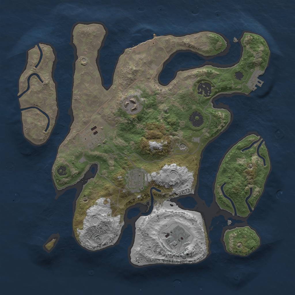 Rust Map: Procedural Map, Size: 3000, Seed: 705664226, 13 Monuments