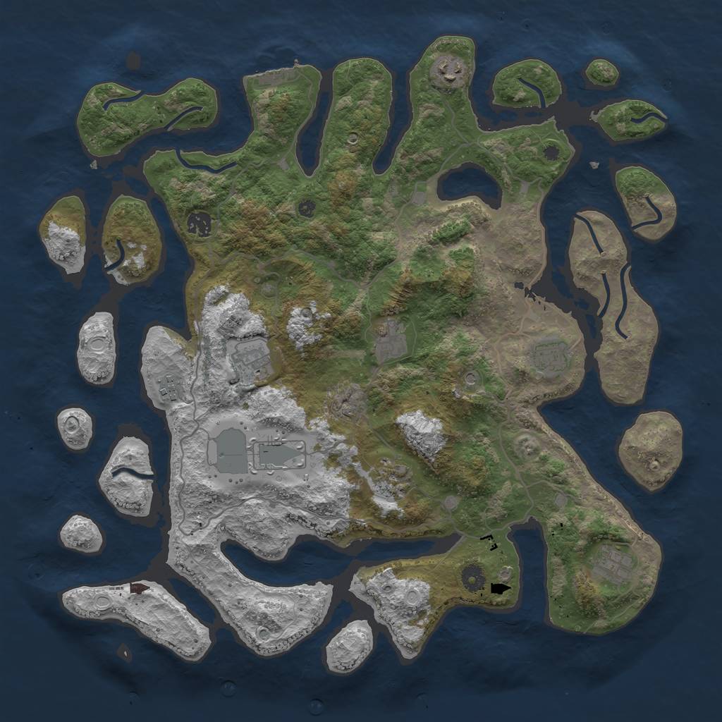 Rust Map: Procedural Map, Size: 4250, Seed: 592697, 16 Monuments