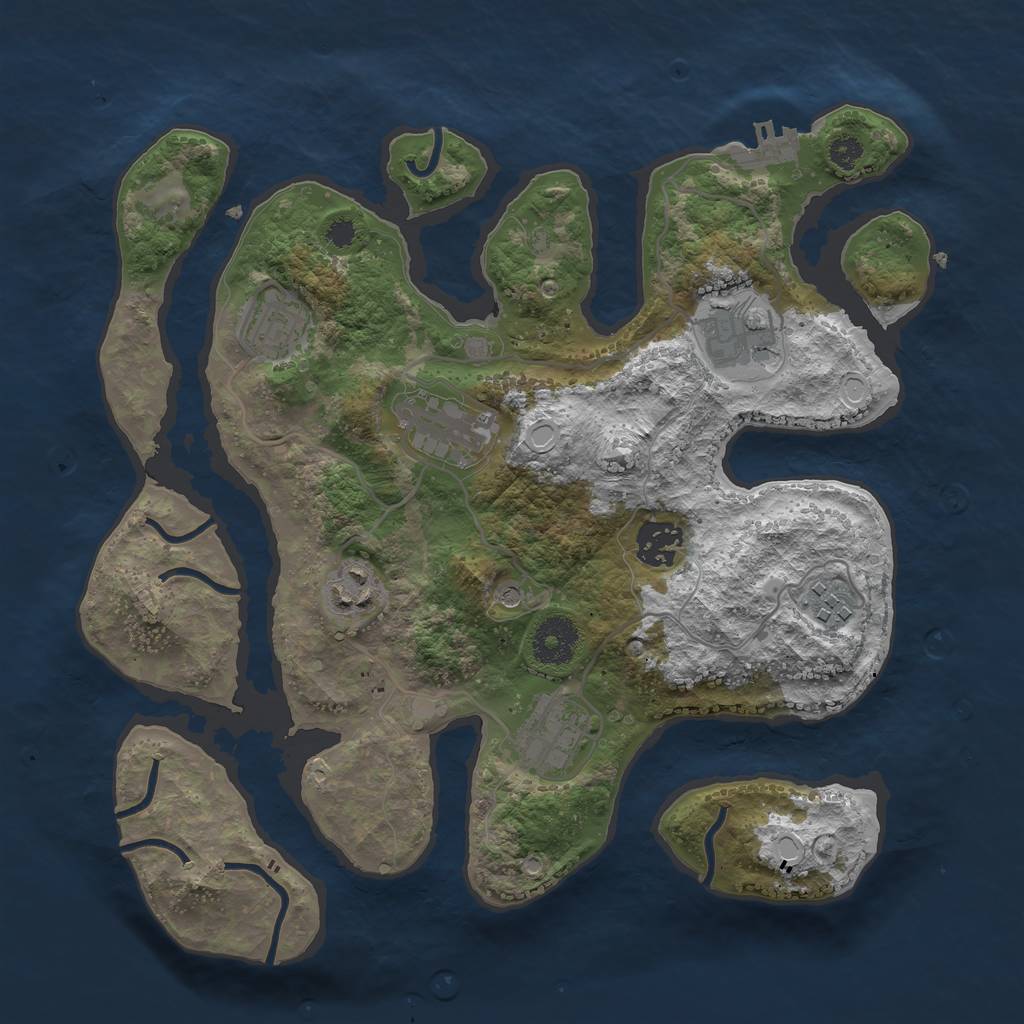 Rust Map: Procedural Map, Size: 3250, Seed: 65168549, 14 Monuments