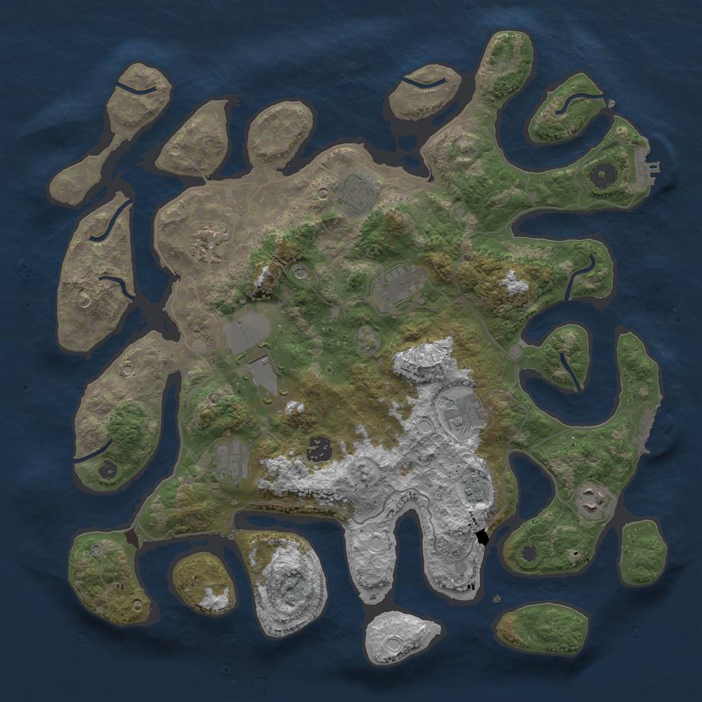 Rust Map: Procedural Map, Size: 4000, Seed: 983945010, 17 Monuments