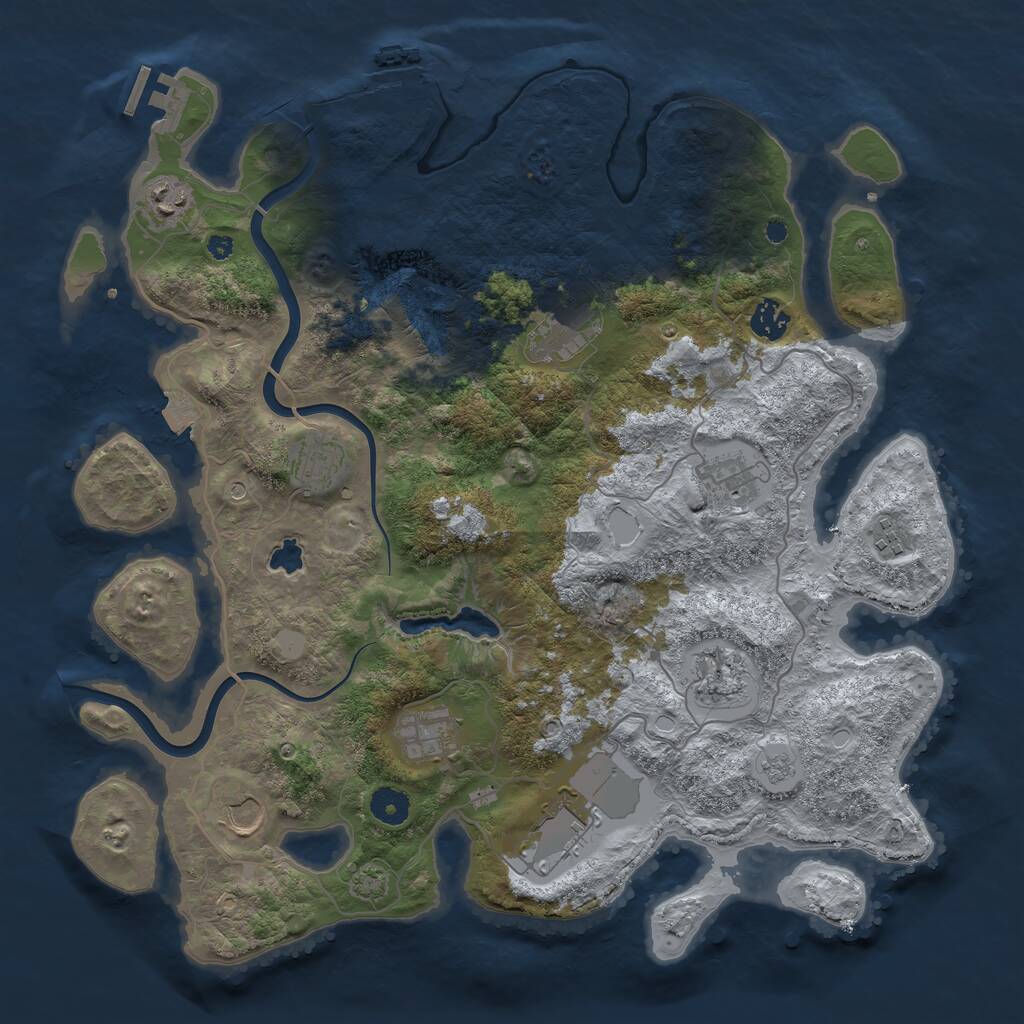 Rust Map: Procedural Map, Size: 4000, Seed: 166000, 16 Monuments