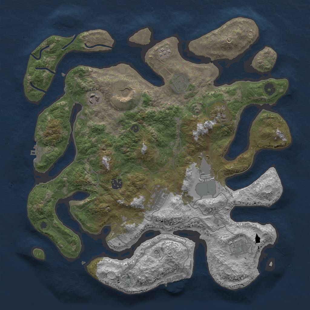 Rust Map: Procedural Map, Size: 4000, Seed: 98394511, 17 Monuments