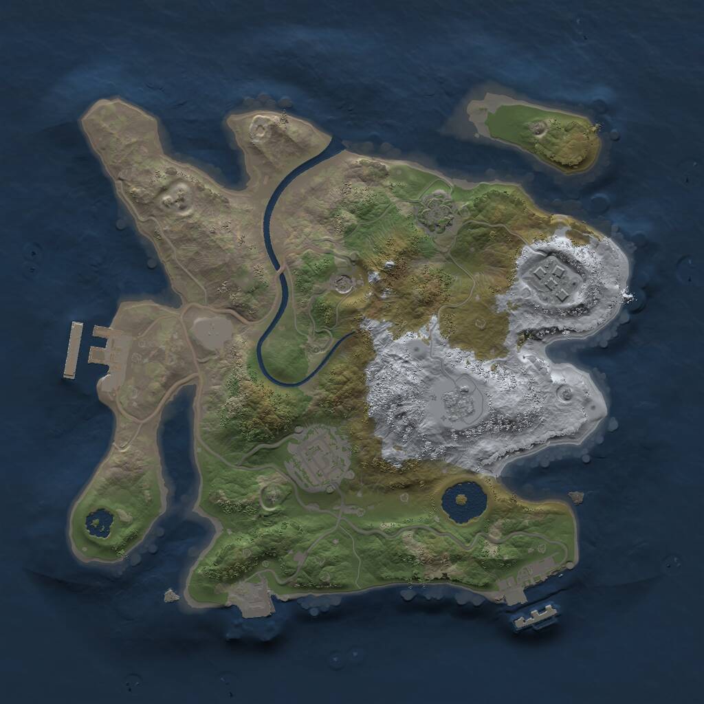 Rust Map: Procedural Map, Size: 2500, Seed: 545655, 8 Monuments