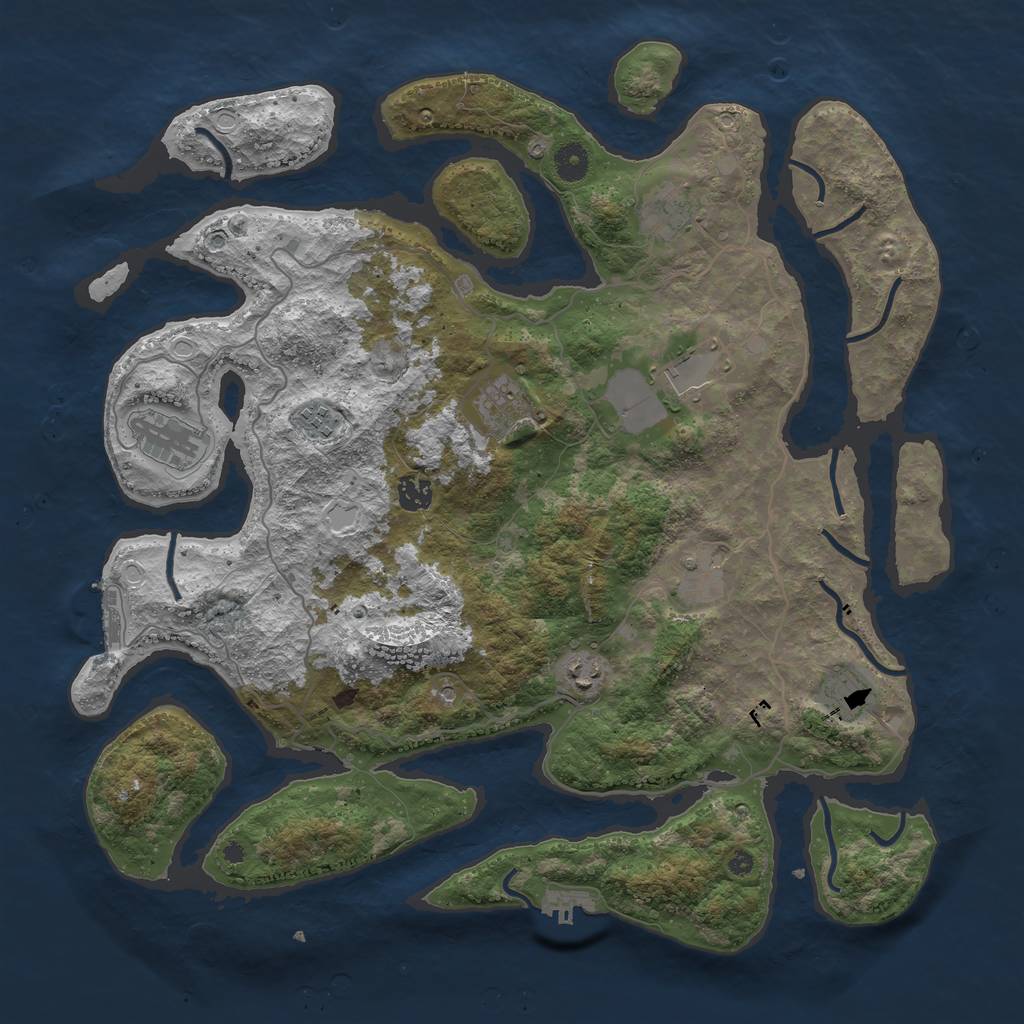 Rust Map: Procedural Map, Size: 4250, Seed: 615607, 17 Monuments