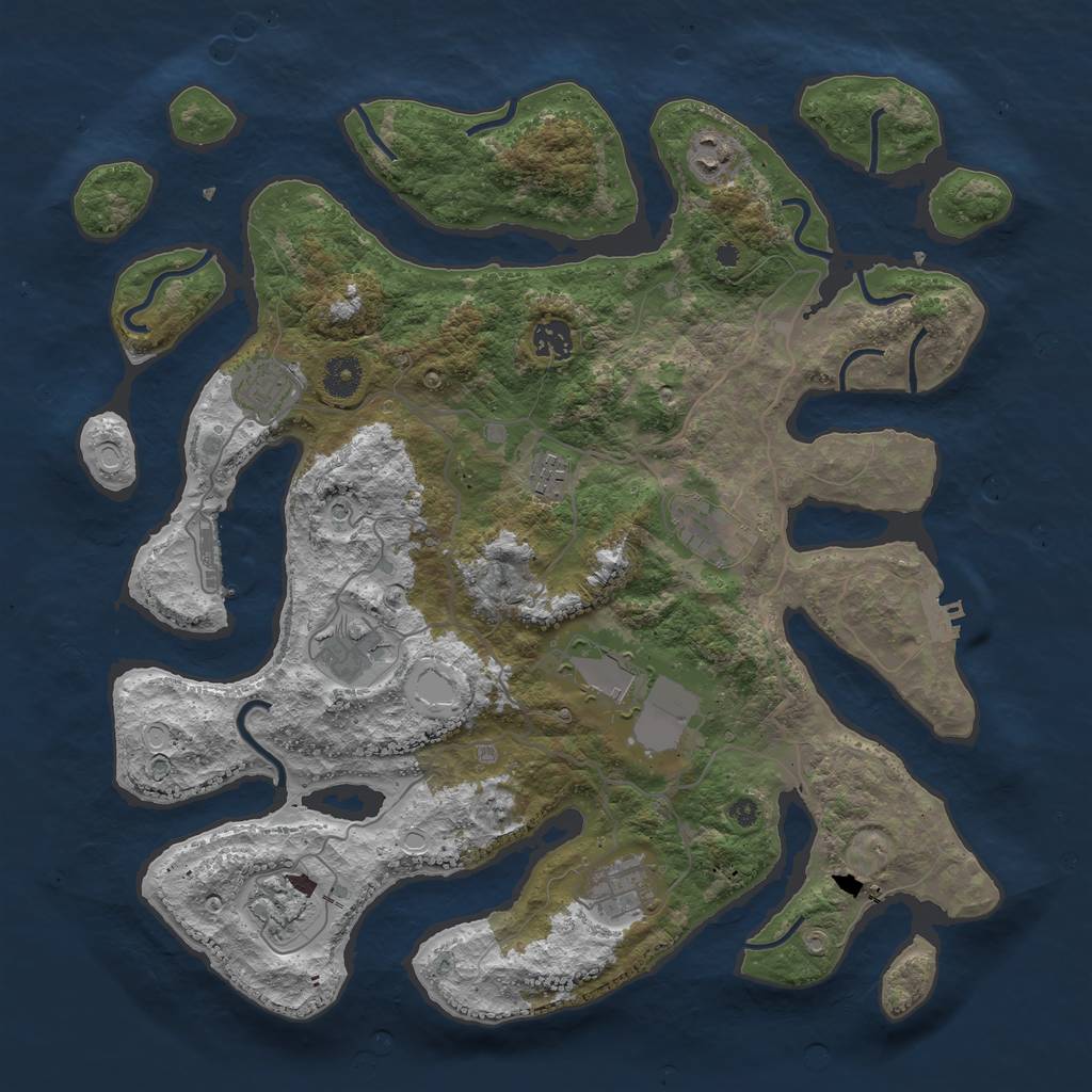 Rust Map: Procedural Map, Size: 4000, Seed: 53648579, 17 Monuments