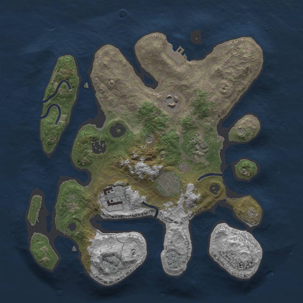 Rust Map: Procedural Map, Size: 3000, Seed: 1398737614, 13 Monuments
