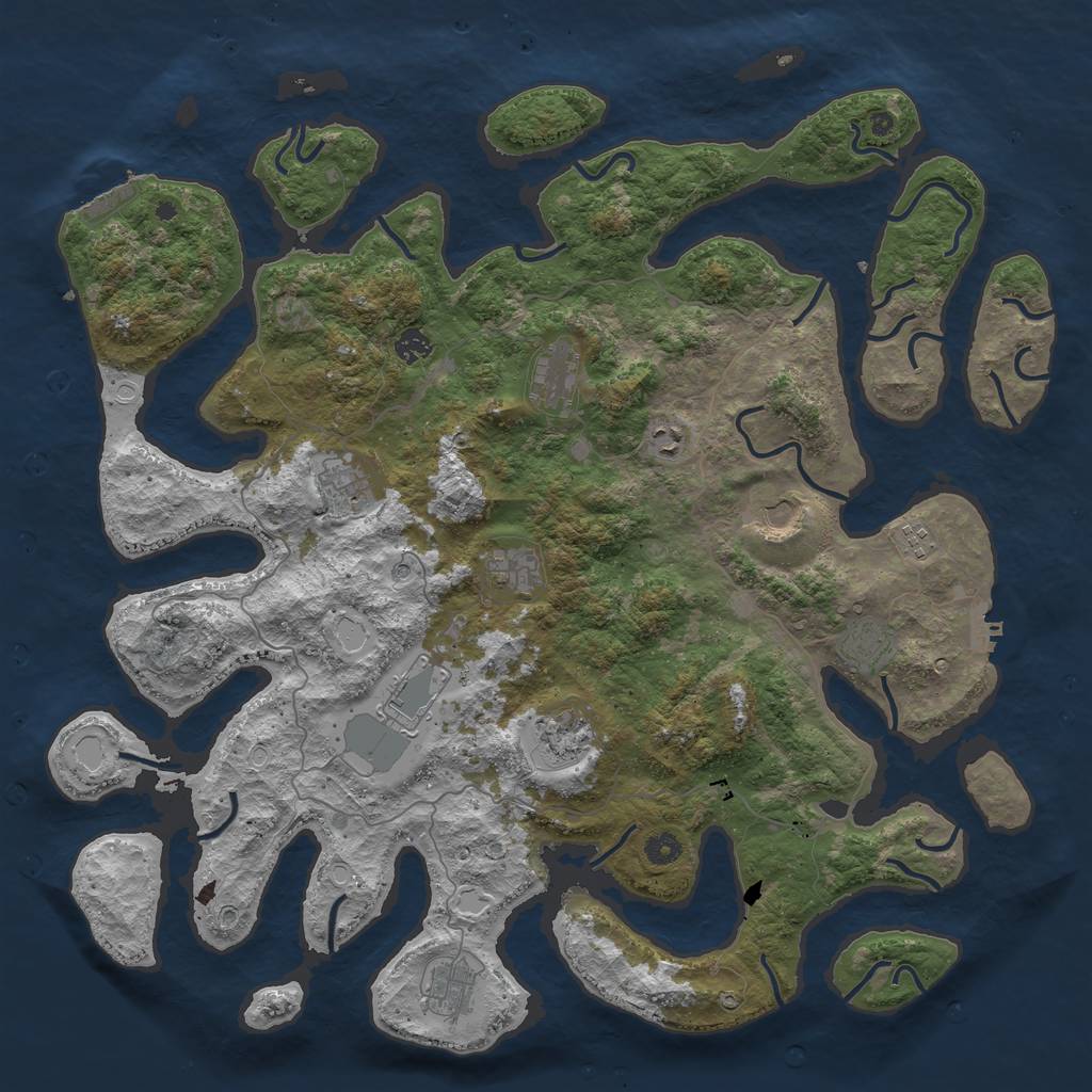 Rust Map: Procedural Map, Size: 4700, Seed: 102128333, 19 Monuments