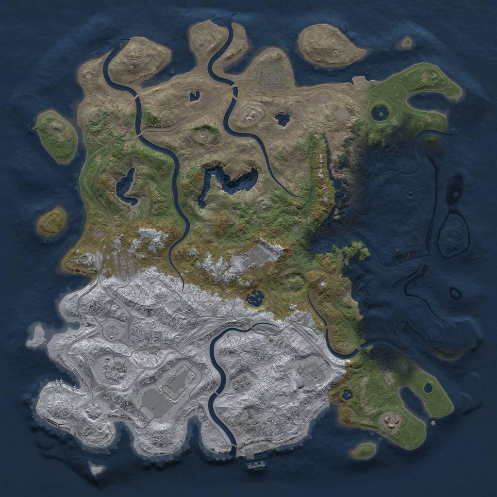 Rust Map: Procedural Map, Size: 4500, Seed: 1732191257, 15 Monuments