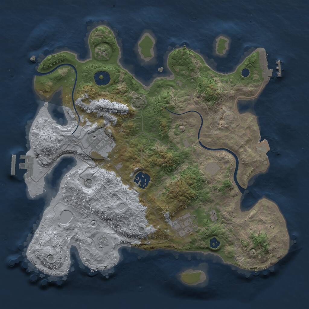 Rust Map: Procedural Map, Size: 3000, Seed: 219913750, 9 Monuments