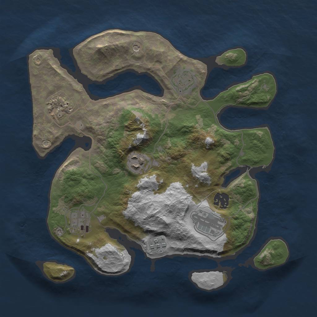 Rust Map: Barren, Size: 3000, Seed: 2288, 10 Monuments
