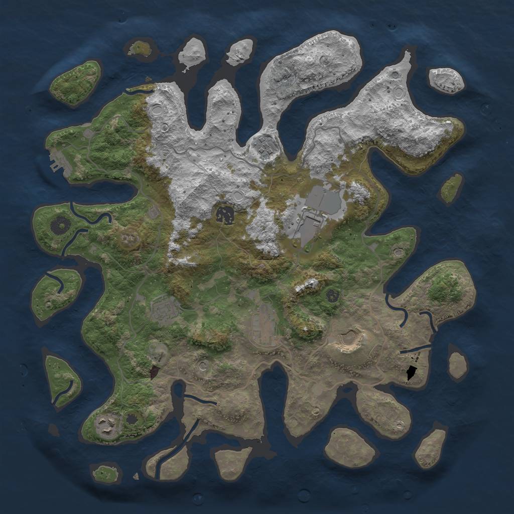 Rust Map: Procedural Map, Size: 4000, Seed: 591190290, 14 Monuments