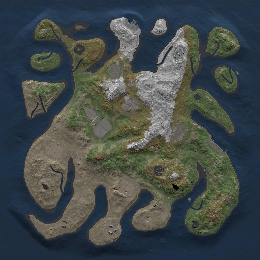 Rust Map: Procedural Map, Size: 3700, Seed: 17852, 17 Monuments