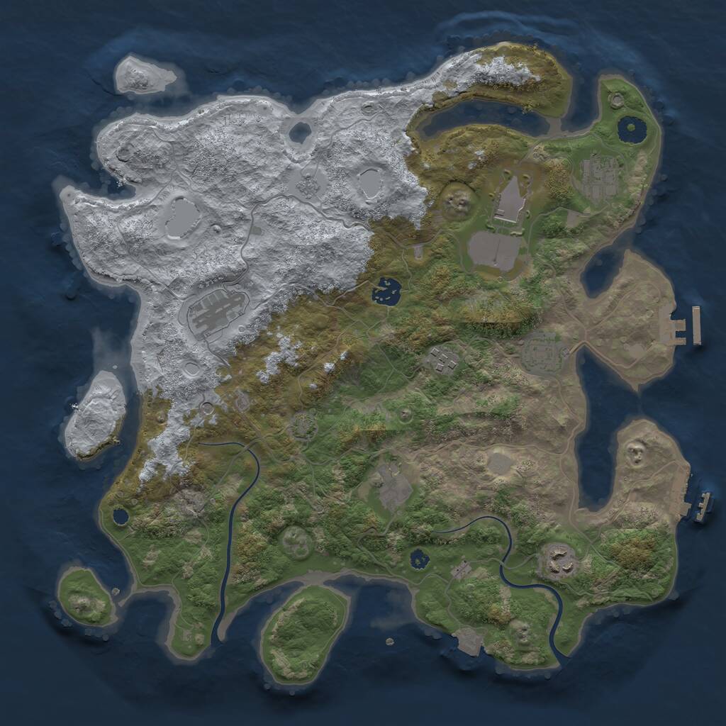 Rust Map: Procedural Map, Size: 3800, Seed: 3946, 14 Monuments