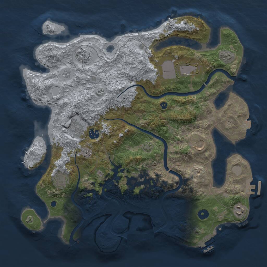 Rust Map: Procedural Map, Size: 3800, Seed: 3946, 15 Monuments