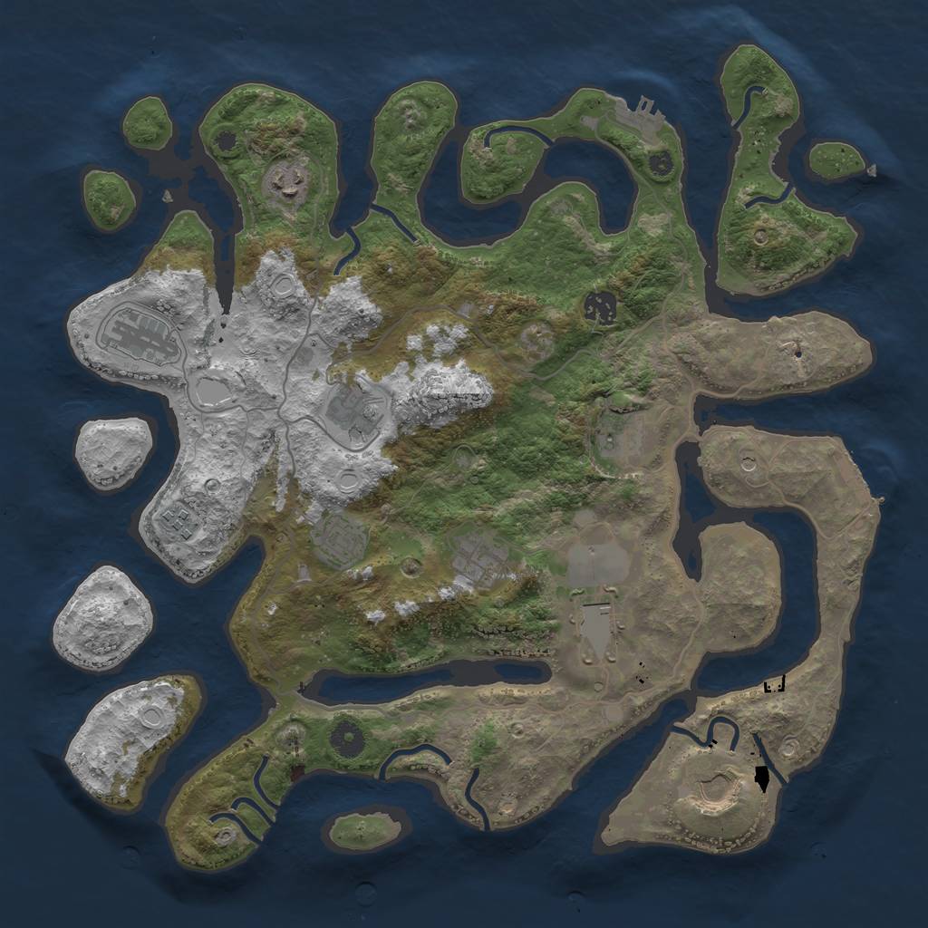 Rust Map: Procedural Map, Size: 4000, Seed: 5214356, 18 Monuments