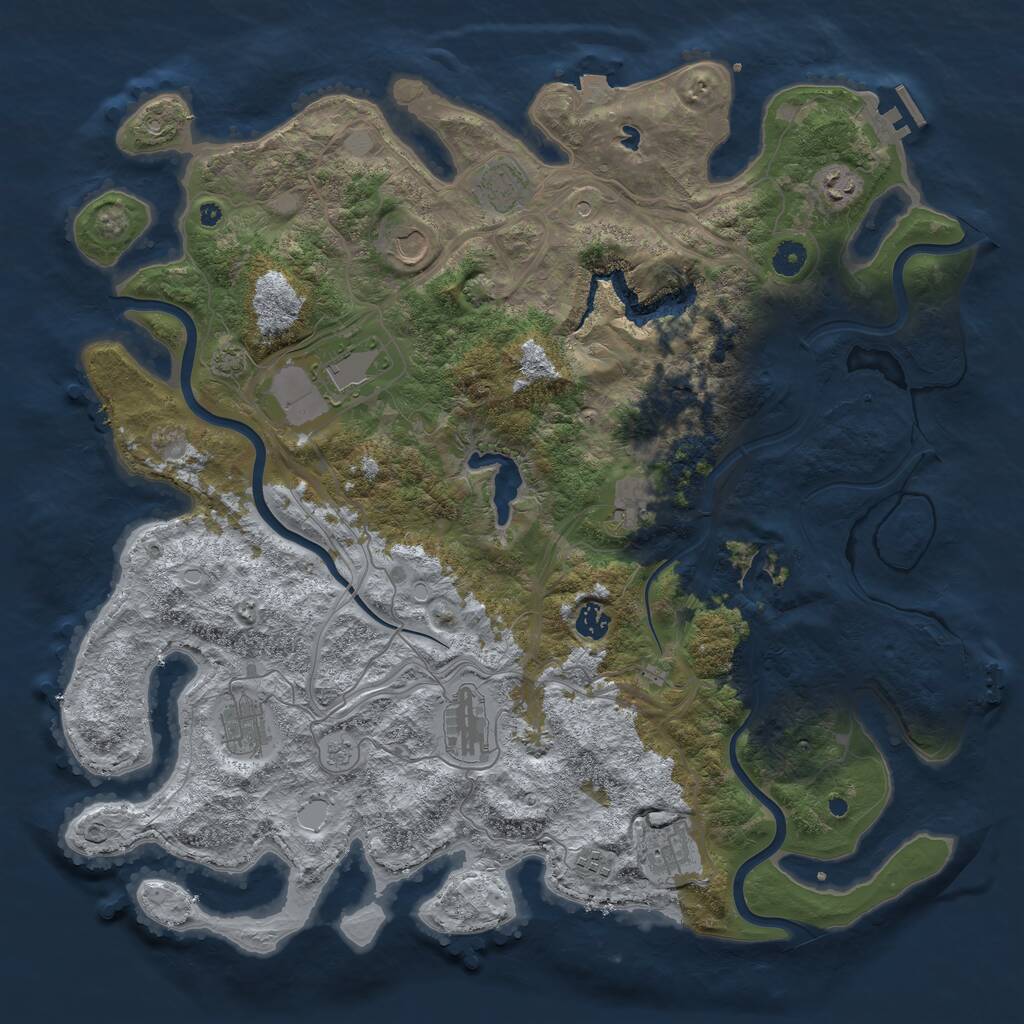 Rust Map: Procedural Map, Size: 4500, Seed: 1329000977, 16 Monuments
