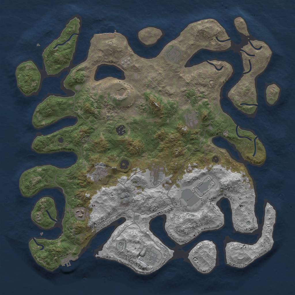 Rust Map: Procedural Map, Size: 4500, Seed: 1452765996, 18 Monuments
