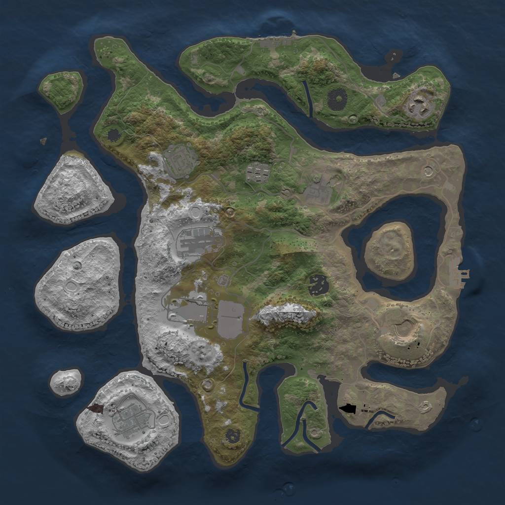 Rust Map: Procedural Map, Size: 3500, Seed: 89371, 17 Monuments