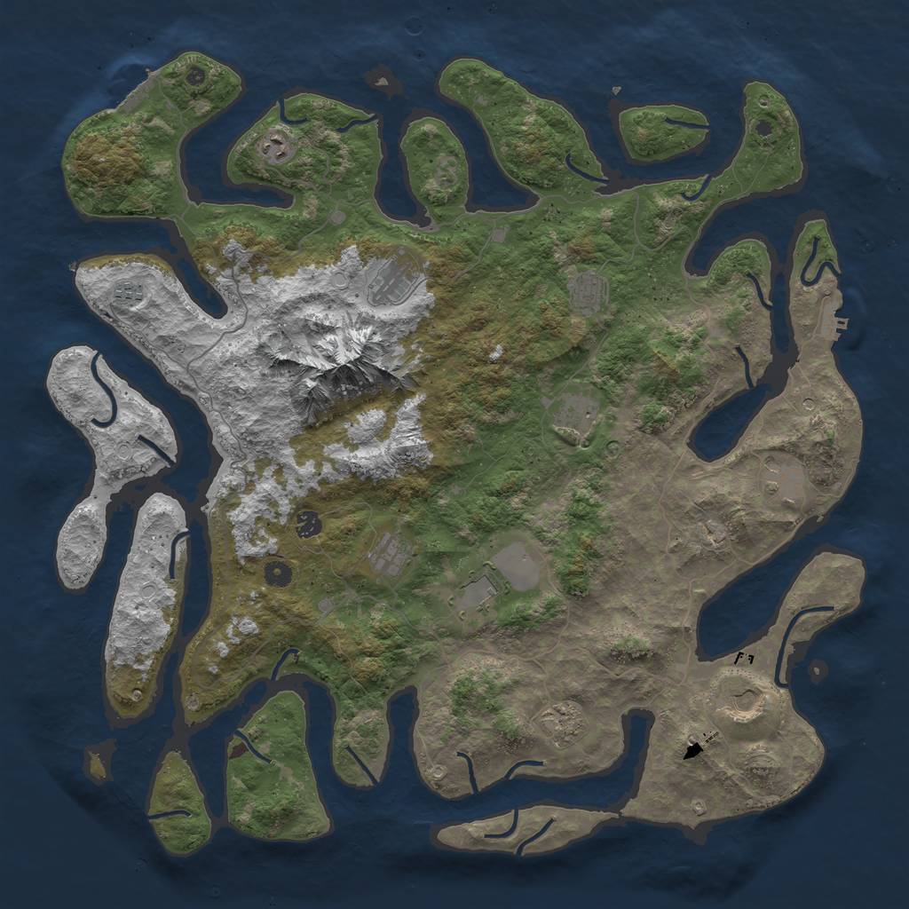 Rust Map: Procedural Map, Size: 5000, Seed: 68463513, 19 Monuments