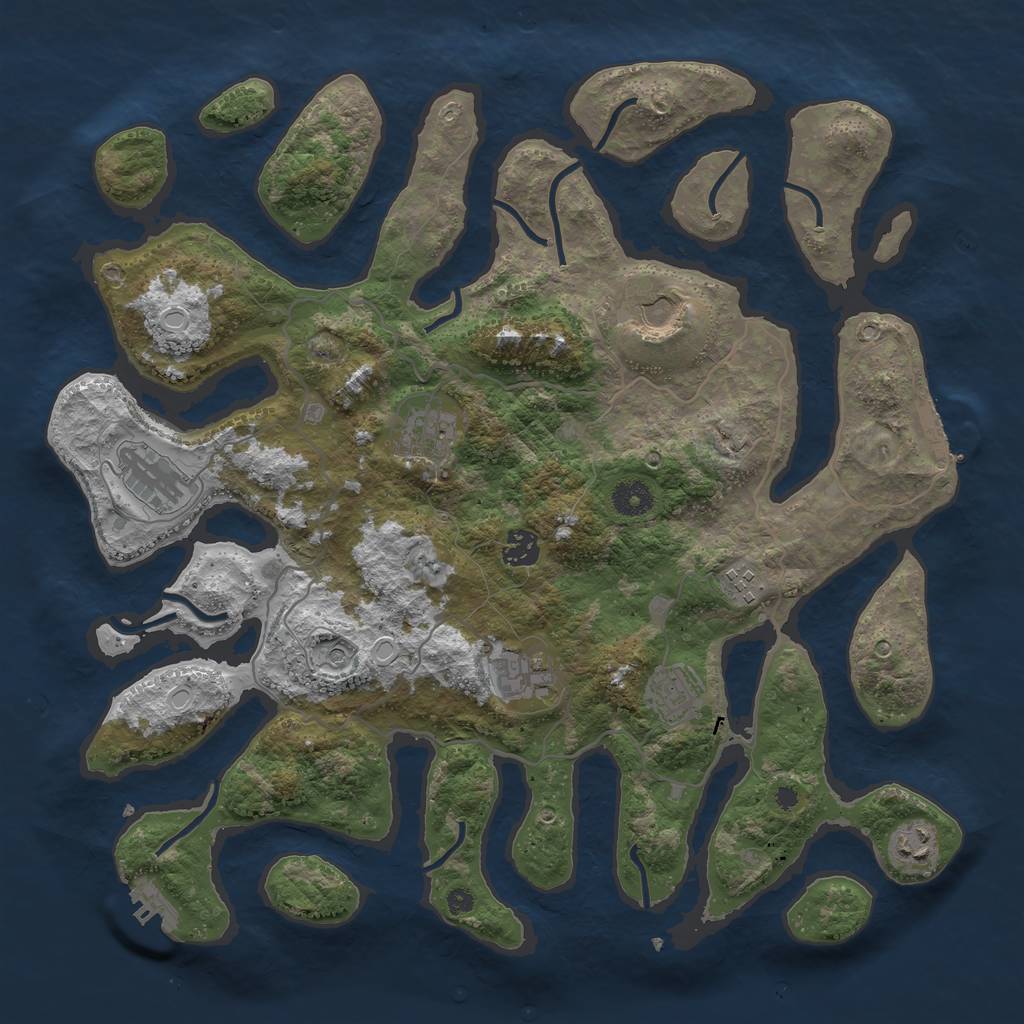 Rust Map: Procedural Map, Size: 4000, Seed: 14553, 16 Monuments