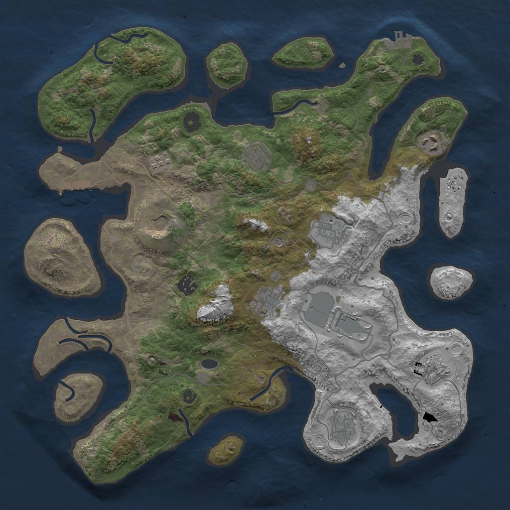 Rust Map: Procedural Map, Size: 4000, Seed: 148976125, 18 Monuments