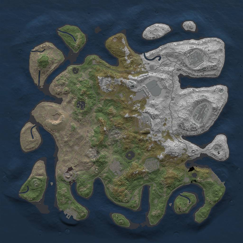 Rust Map: Procedural Map, Size: 4000, Seed: 1402296991, 19 Monuments