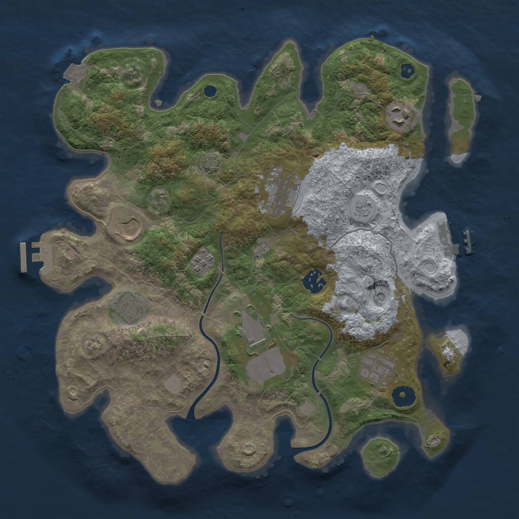 Rust Map: Procedural Map, Size: 3500, Seed: 649722788, 14 Monuments