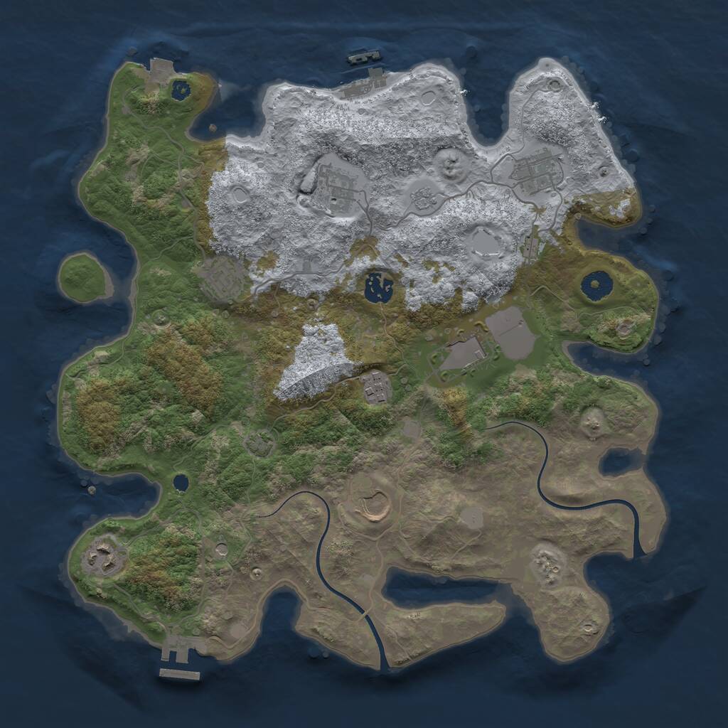 Rust Map: Procedural Map, Size: 3656, Seed: 58, 14 Monuments