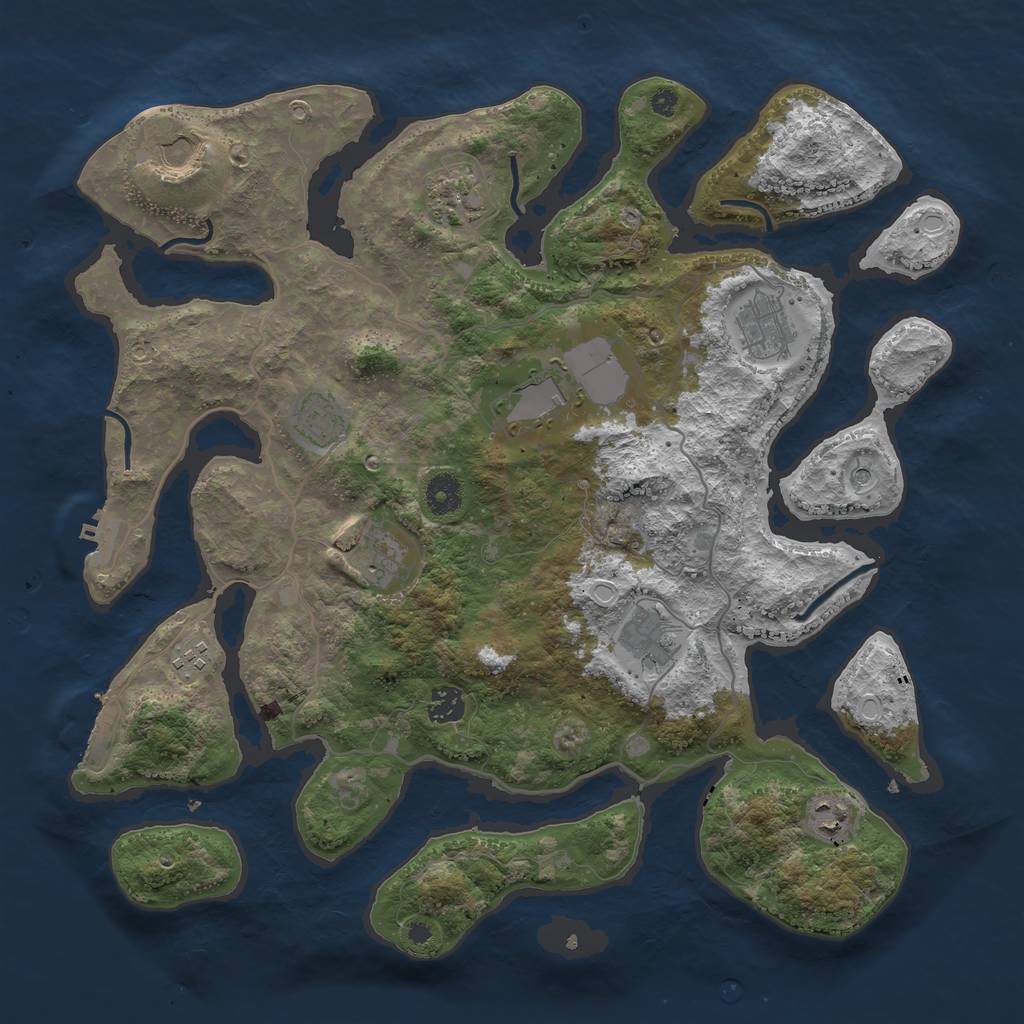 Rust Map: Procedural Map, Size: 4000, Seed: 13433414, 18 Monuments