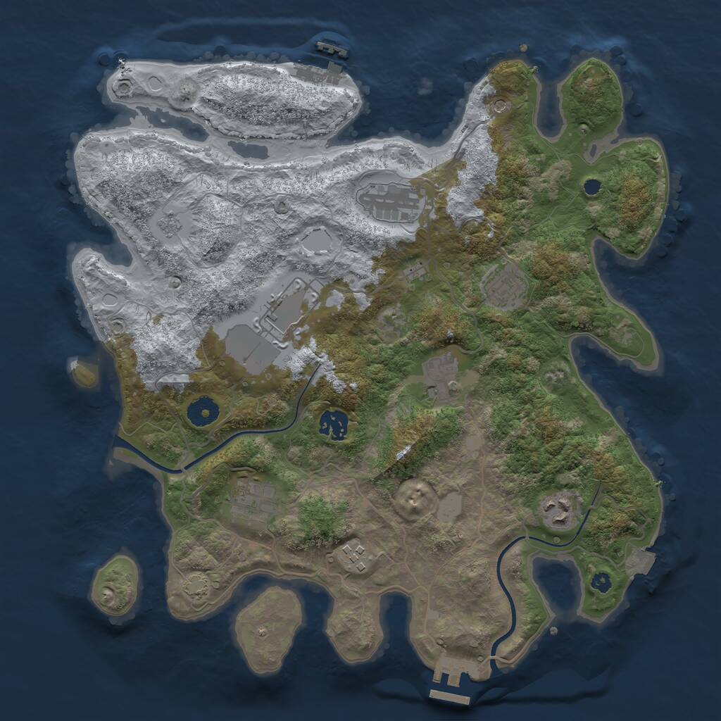 Rust Map: Procedural Map, Size: 3600, Seed: 42209, 14 Monuments
