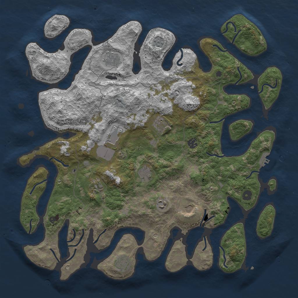 Rust Map: Procedural Map, Size: 4500, Seed: 1181939082, 17 Monuments