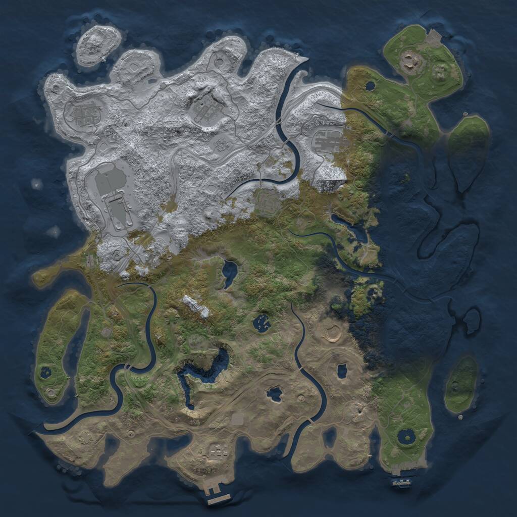 Rust Map: Procedural Map, Size: 4500, Seed: 1181939082, 16 Monuments