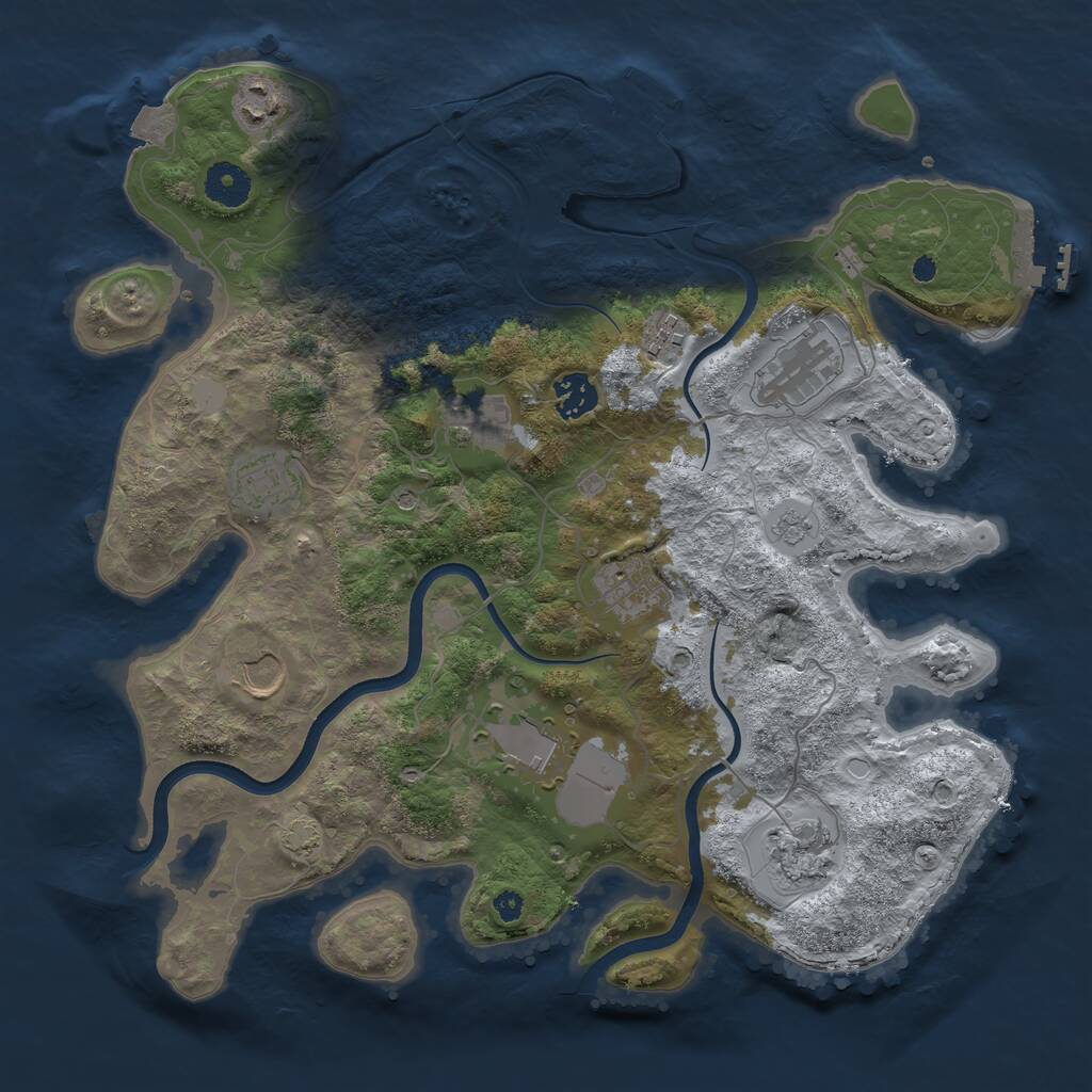 Rust Map: Procedural Map, Size: 3650, Seed: 12209, 16 Monuments